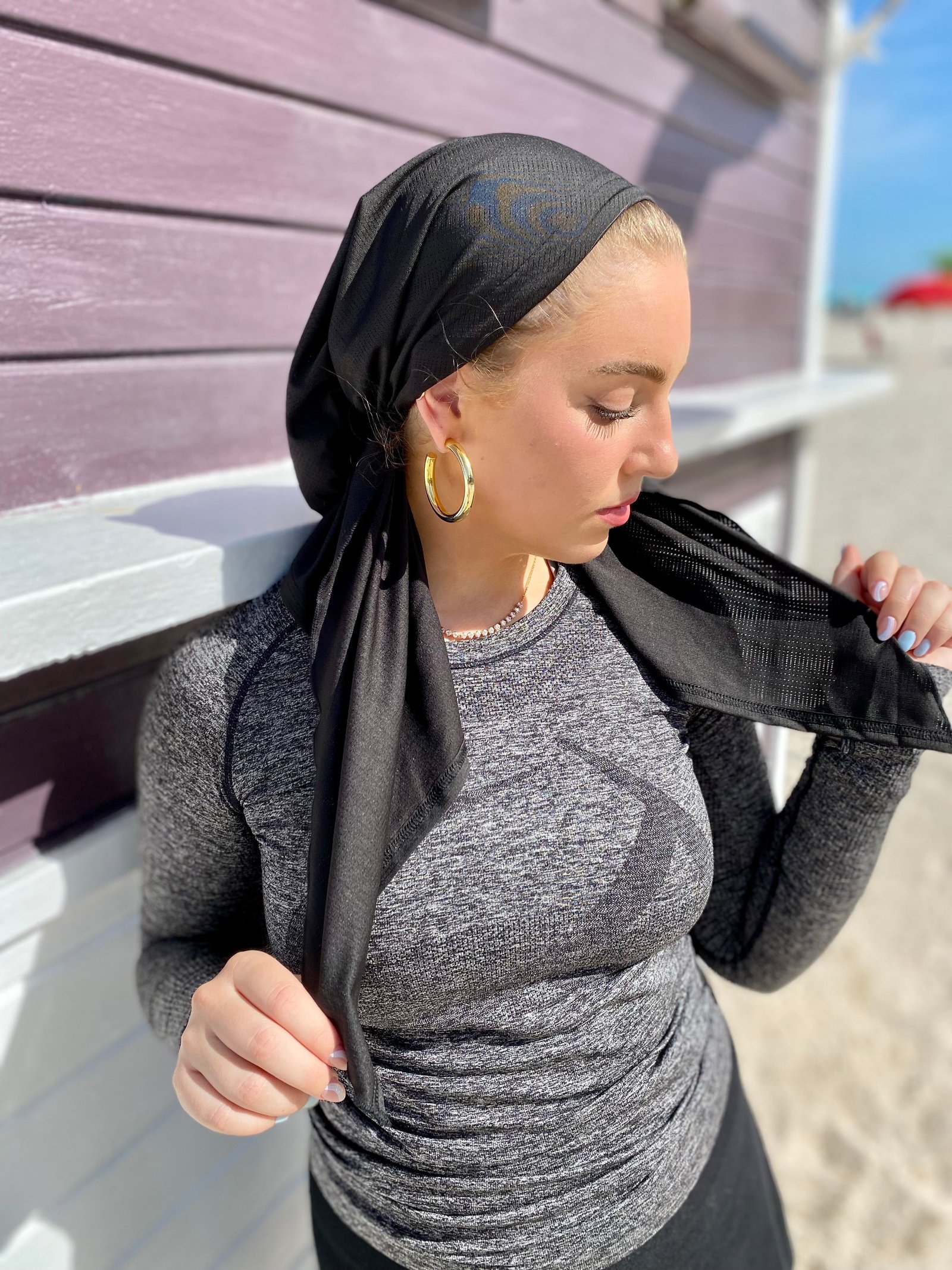 SB Dri Fit Pretied Scarf Black (with Velvet Grip)